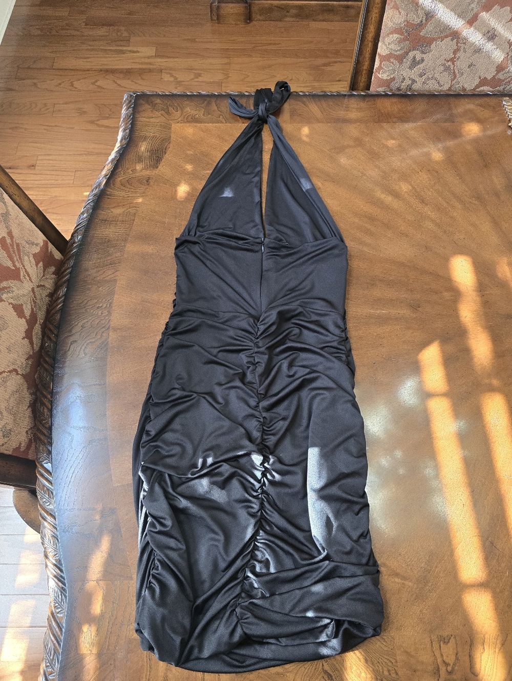 Black Ruched Halter Dress - Women - Picture 5 of 8